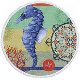 Lofaris Seahorse Anchor Mysterious Vibe Round Beach Towel